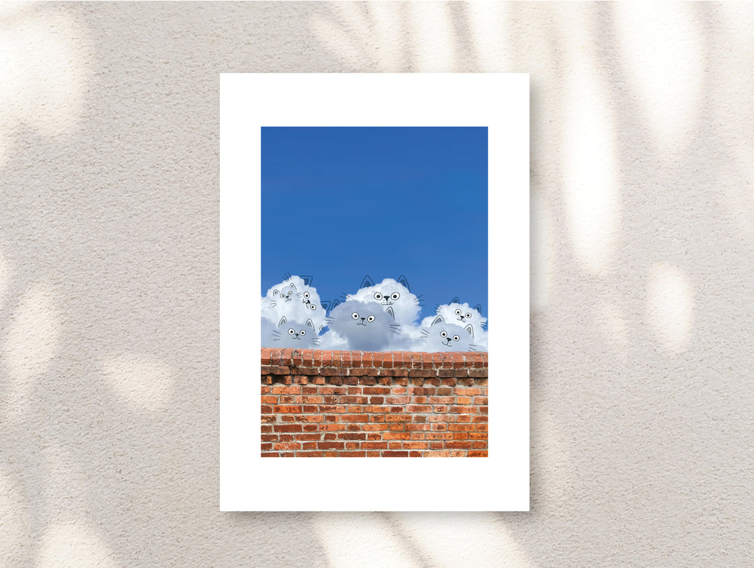 Signed “Cat Wall” Unframed Print by A Daily Cloud.