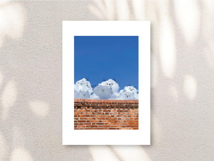 Signed “Cat Wall” Unframed Print by A Daily Cloud.