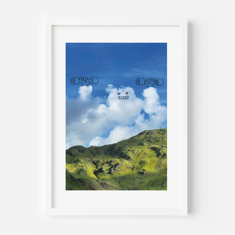Picture of a mountain landscape with blue sky and clouds.